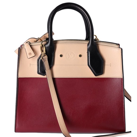 Louis Vuitton City Steamer PM Beige Bordeaux Colorblock Small Satchel Handbag - Picture 7 of 17